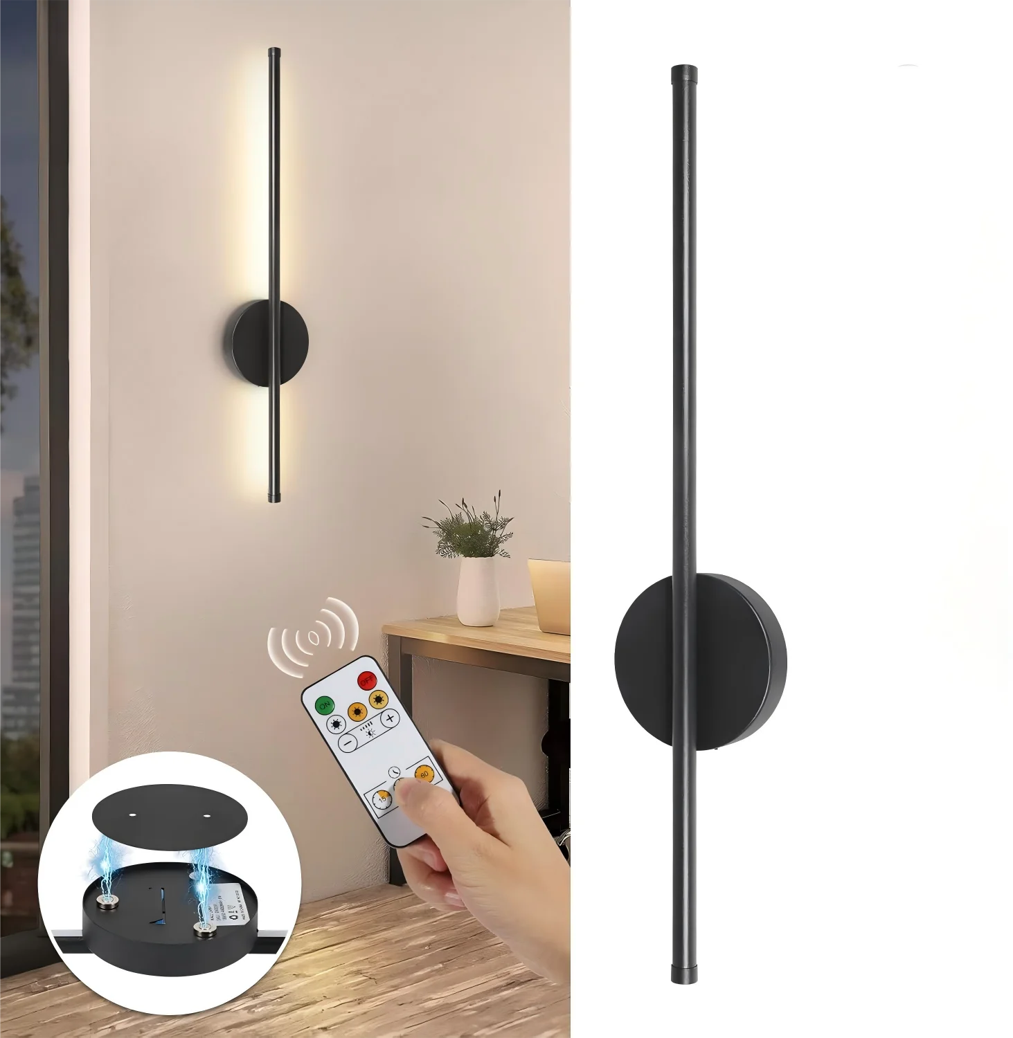 Cordless Rechargeable Wall Sconce (Remote-Controlled)